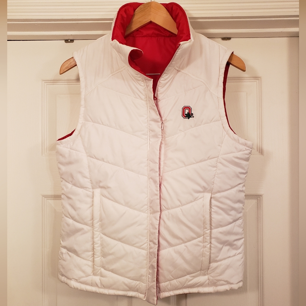 *SALE* Columbia women's M Ohio State reversible vest red/white